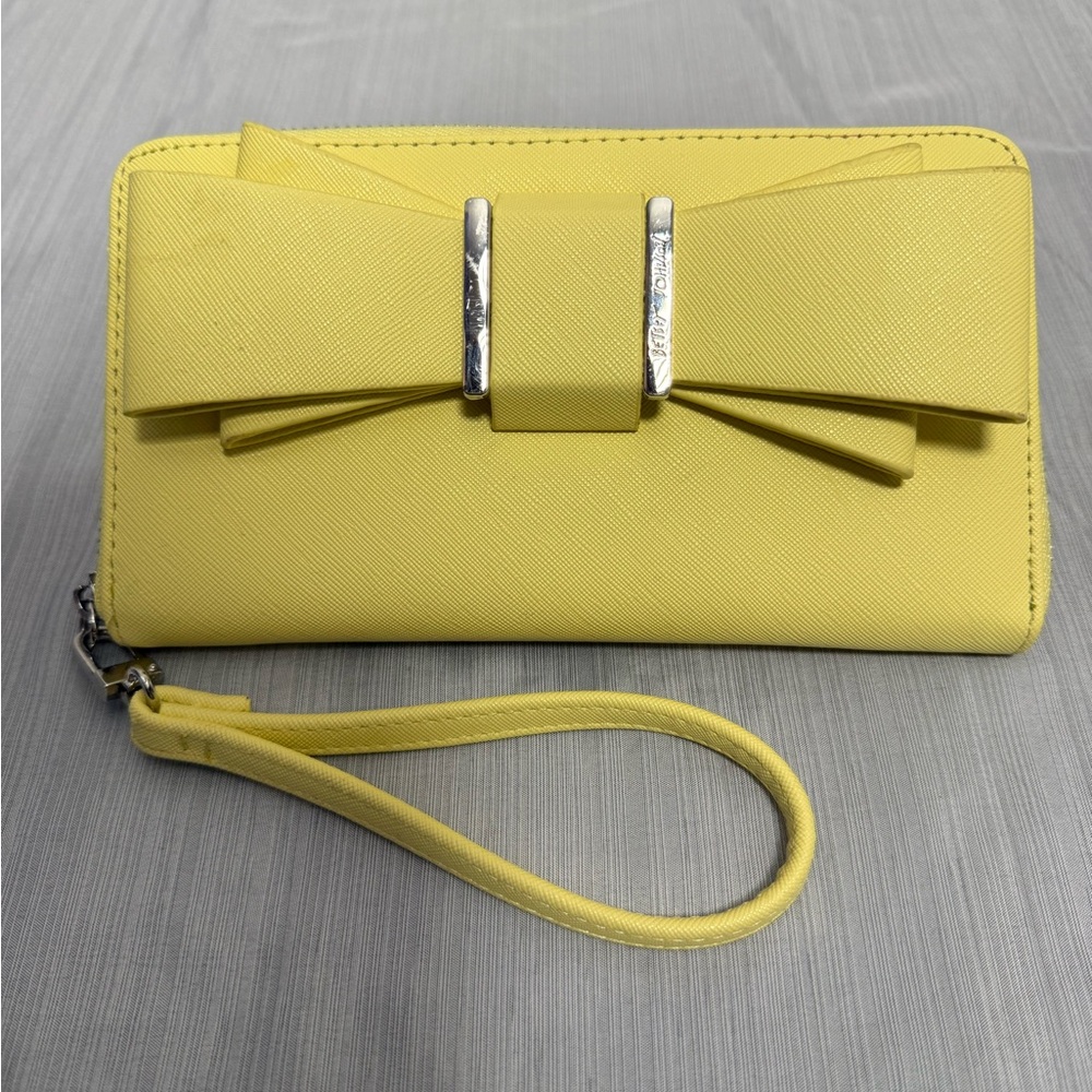 Betsey Johnson Yellow Wristlet with Bow Detail